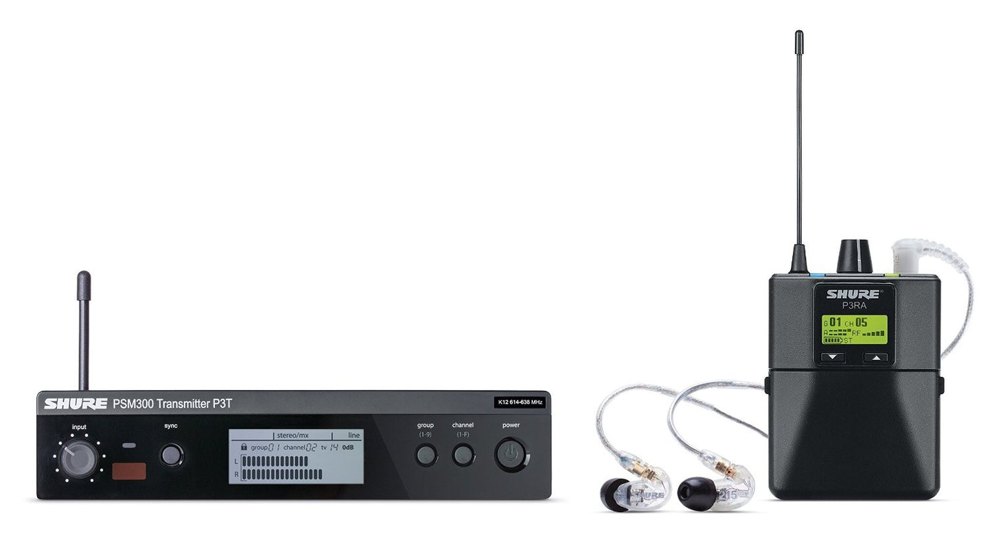 Shure P3TRA215CL PSM300 Personal Wireless Monitor System with SE215-CL Earphones - G20 Band