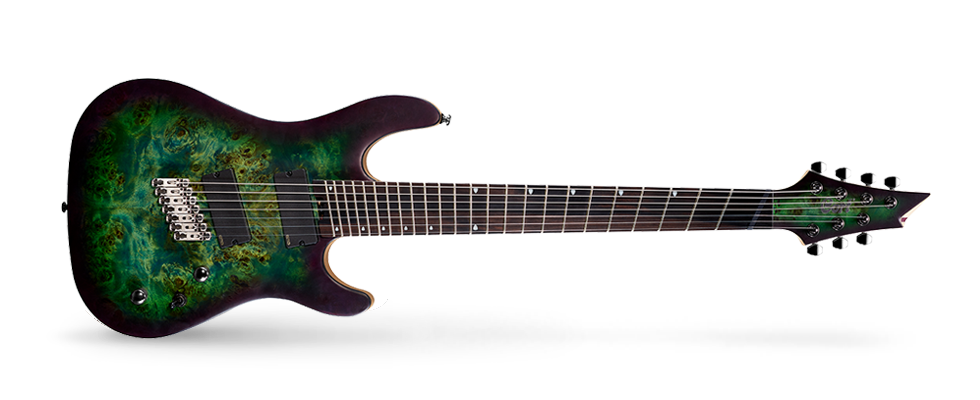Cort KX Series KX500MS 7-String Multiscale Guitar, Star Dust Green Finish