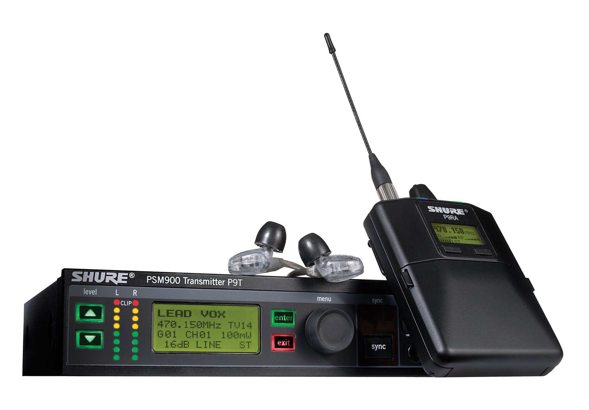 Shure P9TRA425CL-G6 PSM900 System Rechargeable with SE425CL Earphones - Band G6, 470-506MHz