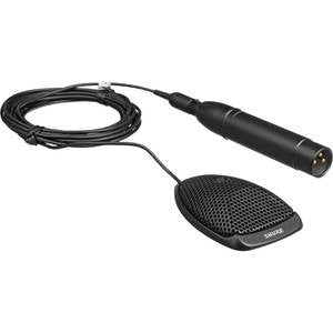 Shure MX391/O Omnidirectional - Miniature Black Condenser Boundary Microphone, 12' Attached Cable Detachable preamp with XLR
