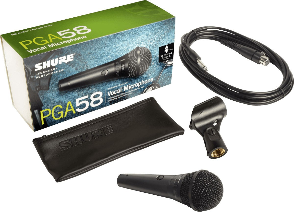 Shure PGA58-QTR Cardioid Dynamic Vocal Microphone with XLR to 1/4" Cable