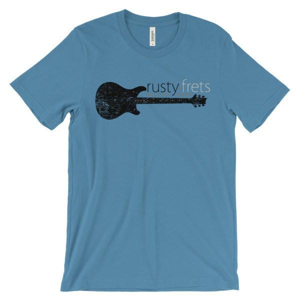 Rusty Frets Guitar Shop Ocean Blue / S Rusty Frets Distressed Guitar Logo Shirt