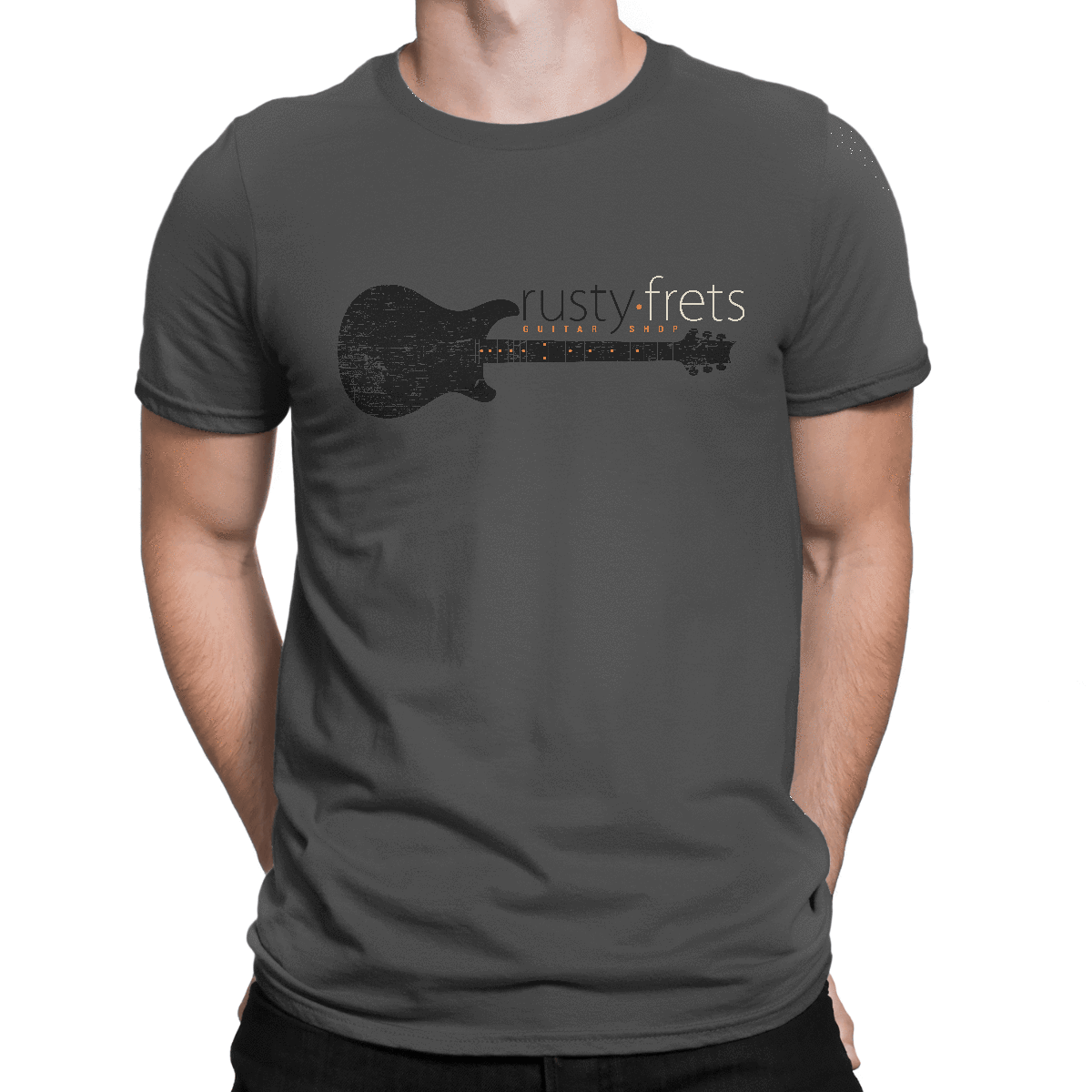 Rusty Frets Guitar Shop Rusty Frets Distressed Guitar Logo Shirt