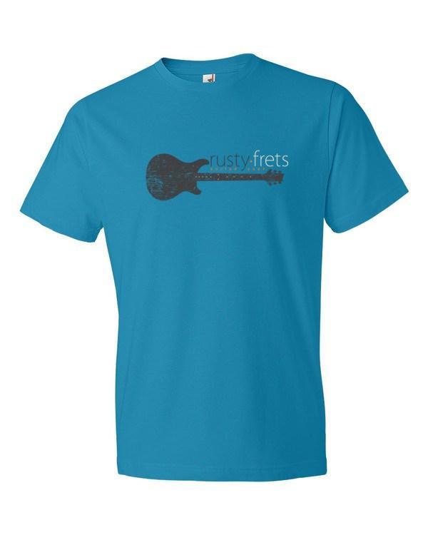 Rusty Frets Guitar Shop Caribbean Blue / S Rusty Frets Distressed Guitar Logo Short sleeve t-shirt