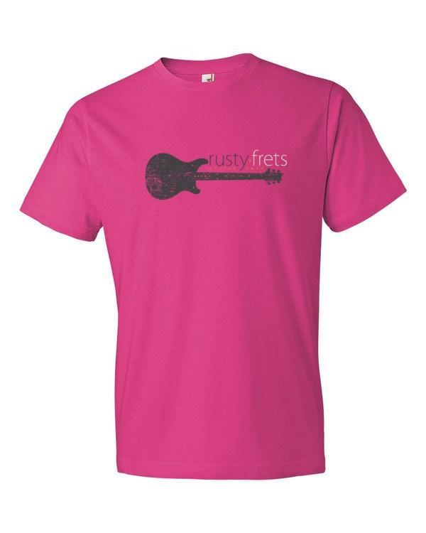 Rusty Frets Guitar Shop Hot Pink / S Rusty Frets Distressed Guitar Logo Short sleeve t-shirt