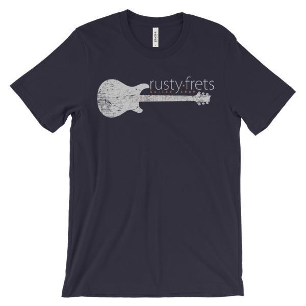 Rusty Frets Guitar Shop Navy / S Rusty Frets Distressed Guitar Logo v2 Shirt