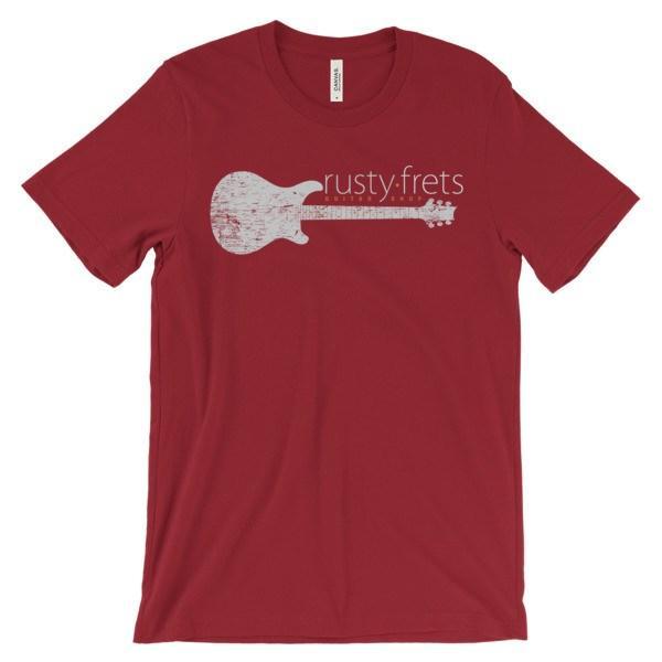 Rusty Frets Guitar Shop Red / S Rusty Frets Distressed Guitar Logo v2 Shirt