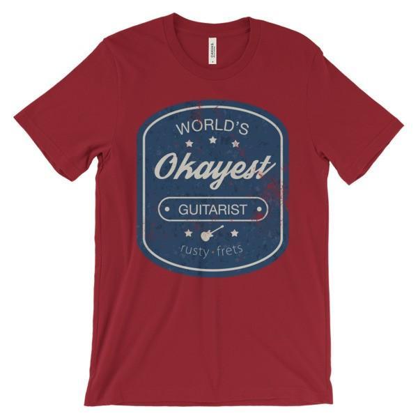 Rusty Frets Guitar Shop Red / S "World's OKAYEST Guitarist" T-Shirt