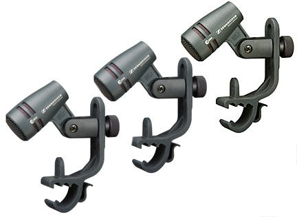 Sennheiser THREEPACK604P (3) e604 microphones with MZH604 clips and carrying pouches